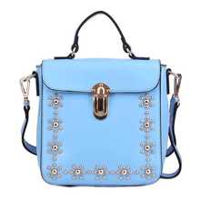 Hotsale wholesale genuine leather women messenger bags high quality cow leather rivets shoulder bags Y008 