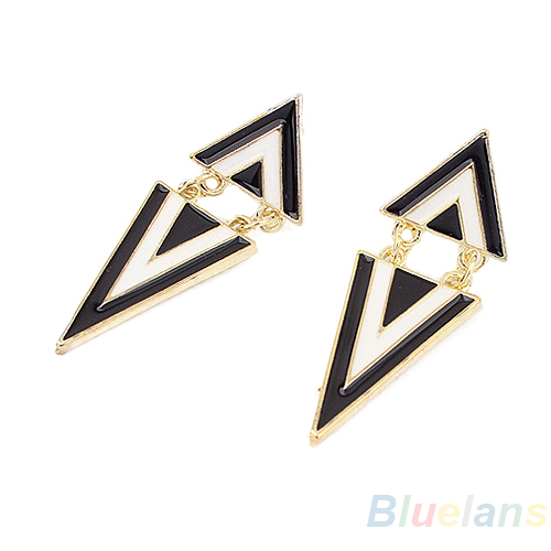 2014 Hot New Fashion Punk Vintage Cute Enamel Geometric Triangle Dangle Ear Stud Earrings for Women