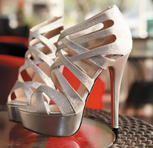 2014 New Fashion Sexy Gladiator Women Sandals Platform 14cm High Heels Ladies’ Party Pumps Dress Shoes