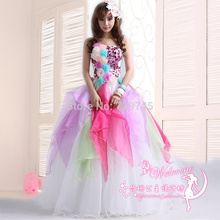 Beautiful Cheap 2014 Elegant Applique Ball Gown Sweetheart Rainbow Pageant Dress Quinceanera Dress With Detachable Dress