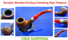 Free Shipping 5PCS New Durable Wooden Enchase Smoking Pipe Tobacco Cigarettes Cigar Pipes For Gift