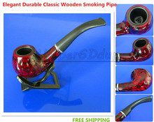 Free Shipping 10PCS New Elegant Durable Classic Wooden Smoking Pipe Tobacco Pipe For Gift Metal Pipe Cigarettes Cigar Pipes