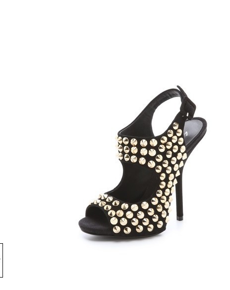 Black Thin Heels Fashion Elegant Rivet Women Summer Sandals Ladies Shoes 2014 Sale