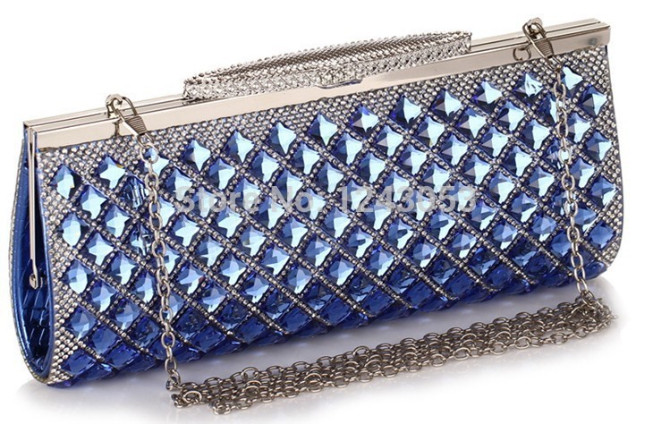 New Fashion Women Day Clutches Full Diamond Evening Bag Rhinestone Wedding Party Handbags Long Chain Shoulder