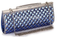 2014 New Women’s Evening Bag Fashion Full Diamond Clutch Rhinestone Bridal Party Handbag Long Chain Shoulder Messenger Bag