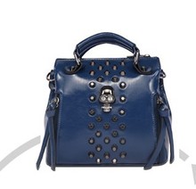 Fashion punk 2014 women s one shoulder cross body chain fashion women s handbag skull rivet