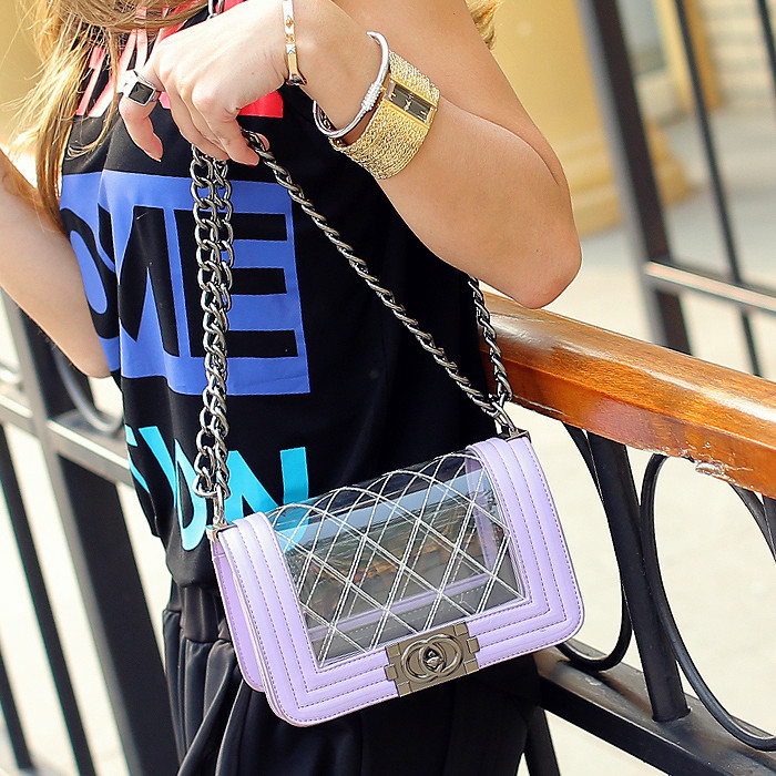 The new female bag 2014 women s fashion handbag transparent jelly bag small sachet plaid chain