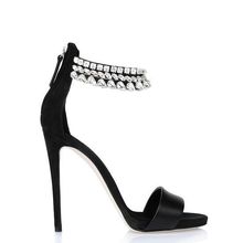 High Quality Top Brand Style Fashion Women Leather Crastal Summer Shoes Sexy Ladies High Heels Sandals