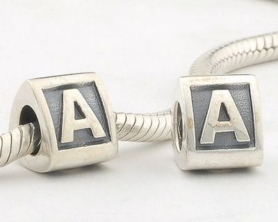 LE02 A Authentic 100 925 Sterling Silver Letter A Beads Brand Charm 2014 Women Jewelry Fits
