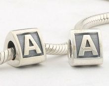 LE02-A Authentic 100% 925 Sterling Silver Letter A Beads Brand Charm 2014 Women Jewelry Fits Pandora Bracelet DIY Making