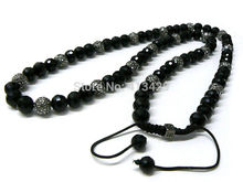 Free shipping black crystal shamballa necklaces clay jewelries for men