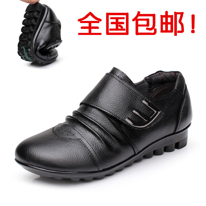 mother comfortable soft soled genuine leather flat shoes women shoes Spring and Autumn elderly 