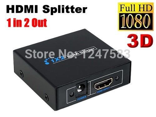 3D Full HD 1080p Adapter 1 In HDMI Amplifier & 2 Out HDMI Port Female Splitter US/EU AC Adapter