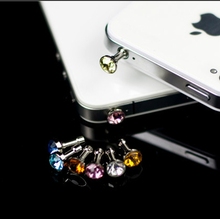 Luxury Phone Accessories Small Diamond Rhinestone 3.5mm Dust Plug Earphone Plug For Iphone Ipad Samsung& HTC,Wholesales 100x/lot
