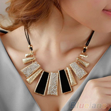 New Women Design Fashion Beads Enamel Bib Leather Braided Rope Chain Golden Necklace & pendants