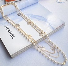 2014 hot Pearl flower pendant White Rose Long necklace woman Rhinestone fashion jewelry XP 009