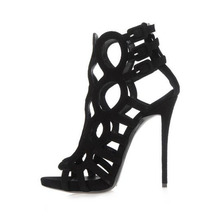 2014 Women s New Fashion Black Suede Cut Outs Ankle Summer Boots Sandals Ladies Designer Brand