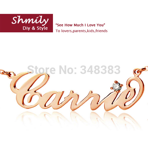 wholesale personalized carrie style name necklace with one birthstone ...