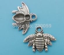 New Fashion Free Shipping Wholesale 50pcs Charm Antique Silver Retro Alloy Honey Bee Pendant DIY Jewelry