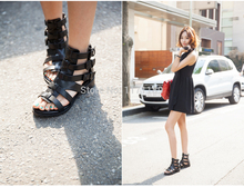 2014 Hot Women’s Strappy Leather Roman Gladiator Sandals Low Heel Oxfords Sexy Cut Out Pumps Punk   us4 4.5 5 6 7 8