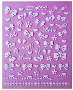 2015 New 3D Nail Art Stickers Decal Beauty White Lace Flowers Love Bows Design Decorative French