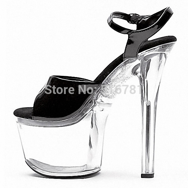 Free Shipping 17cm Sexy Clubbing High Heels 7 Icnh Crystal Transparent High Heel Shoes Britney Spears