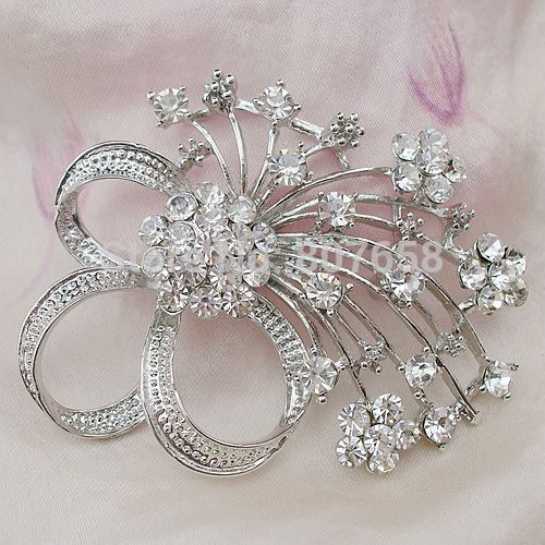free shipping 6pcs pack Flower Corsage Pin Bridal Sparkling Crystal Rhinestones Broach DIY Flower Bouquet Brooch