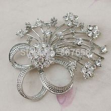 free shipping 6pcs pack Flower Corsage Pin Bridal Sparkling Crystal Rhinestones Broach DIY Flower Bouquet Brooch