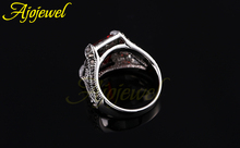 2014 Vintage Retro Ruby Jewelry 18K White Gold Plated Black CZ Antique Zircon Rings For Women