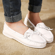 Flats.Genuine Leather Flat For Women.White  Women Shoe 2014.Ladies Flats.Mint Shoes.Mocassim.Flat.Ballerina.Ladies Casual Shoes