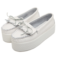 Flats Genuine Leather Flat For Women Women Shoe 2014 Ladies Flats White Color Shoes Mocassim Flat