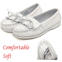 White Flats.Genuine Leather Flat For Women.Women Shoe 2014.Ladies Flats.White Shoes.Mocassim.Flat.Ballerina.Ladies Casual Shoes