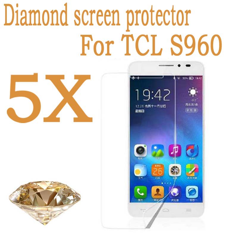 2014 accessories 5pcs Original Diamond screen protector for TCL idol X S960 Octa Core MTK6592 TCL