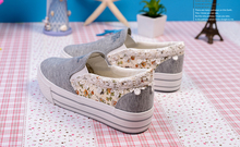 Canvas shoes lazy summer female shoes small broken flower lace low to help curb in single