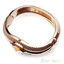Hot Sale Jewelry Women s Girl s Fashion Golden Bracelet Bangle Crystal Wrist Watch 0127