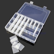 P80 Adjustable Plastic 24 Compartment Storage Box Earring Jewelry Bin Case Container
