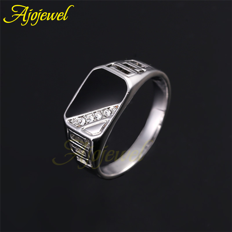 Size 8 9 10 11 2014 Latest Design Men s Jewelry 18K White Gold Plated Black