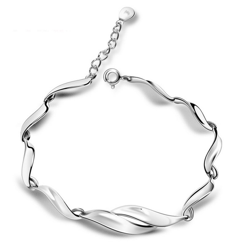 Solid 925 Pure Silver Fashion Elegant Women s Chain Link Bracelets Wholesale Retail Fashion Jewelry Free