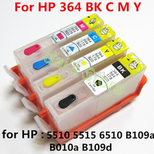 1set For hp364 364XL Refillable ink Cartridge for HP photosmart 5510 5515 6510 B010a B109a B109d printer with chip 4 color