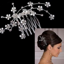 New 2014 Bride Jewelry Hair Sticks Rhinestone Flower Hairpins Hair Accessories for Wedding