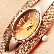 Hot Sale Jewelry Women s Girl s Fashion Golden Bracelet Bangle Crystal Wrist Watch 0CUU