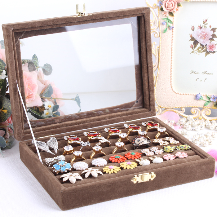 Small ring jewelry box glass cover ring storage box stud earring box wheel stud earring jewelry