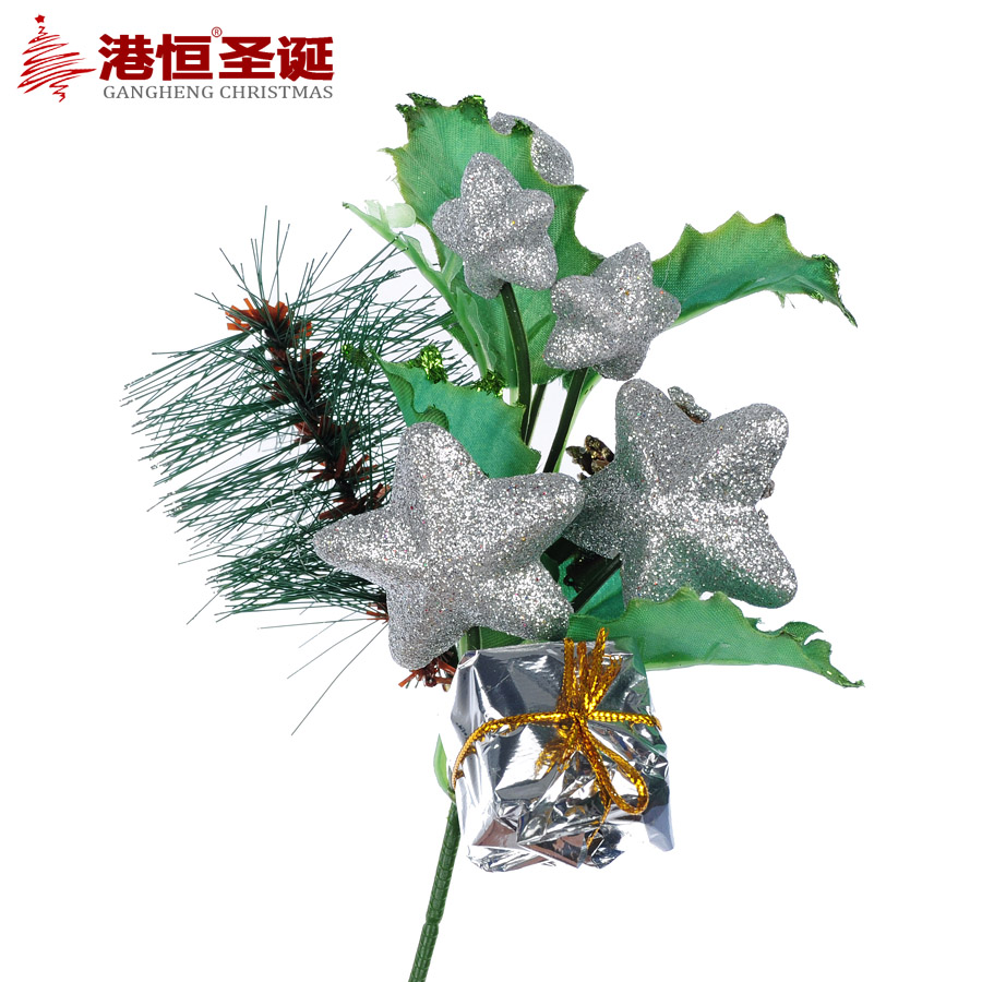 Christmas package decoration 27 cm silver star decoration foliage 15 g ...