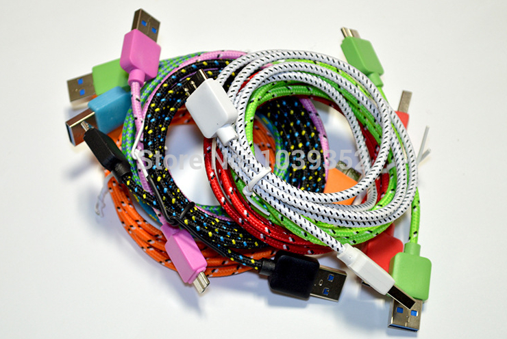 Braided Fabric 2M USB 3 0 Charger Data Cable Cord for Samsung Galaxy Note 3 S5