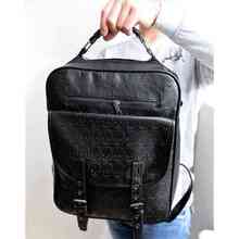 New Korean rivet mens cool flow leisure travel bags backpack schoolbag PU leather skull bag Black