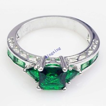 2014 Emerald Ring 10KT White Gold Filled Women s Finger Rings Lady Fashion Jewelry Size 6