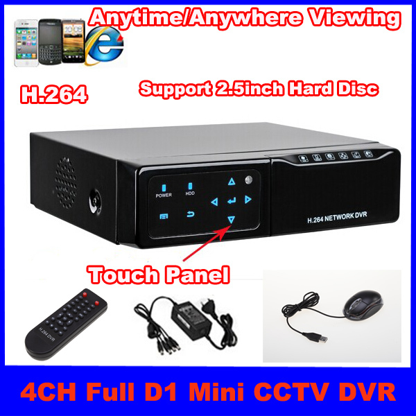 4 channel H 264 Touch Panel Full D1 Mini Standalone Network DVR Recorder Support Smartphone Viewing