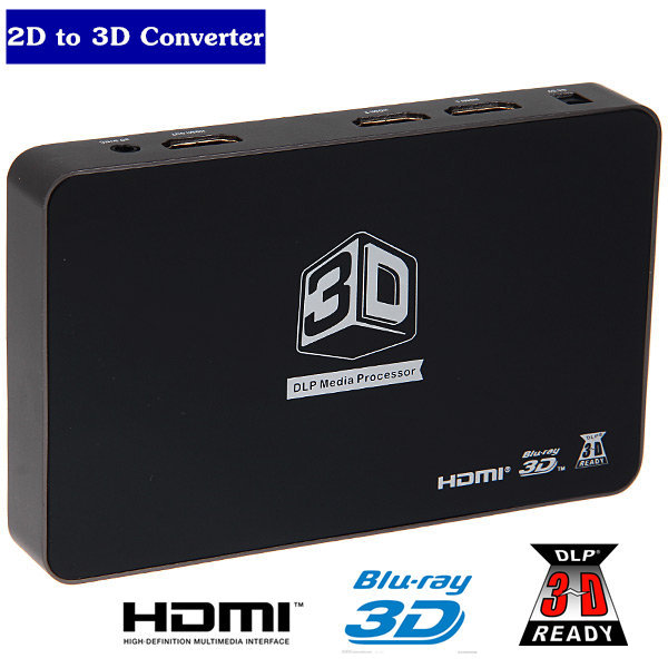 2D to 3D Video Converter Box Support 1080P 3D DLP Projector Media Processor Support HDMI 1 Out and 2 In For 3D TV and Games