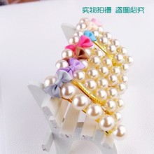 Delicate and beautiful single row pearl bow hairpin Korean mixed wholesale cloth headdress