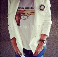 Elina\'s shop new fashion 2014 Women\'s gold gun print fashion killer simple top tee t-shirt female white/black s m l
